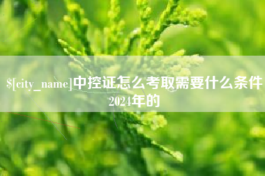 济南中控证怎么考取需要什么条件2024年的